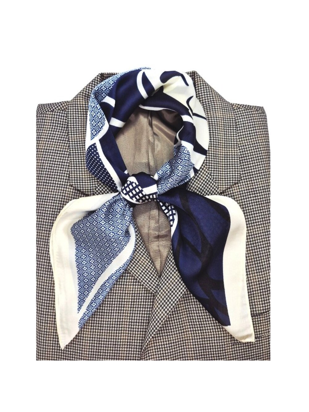 ⭐Silky Navy Blue Camellia Scarf Large Floral Print Chic Luxury Accessory hijab
